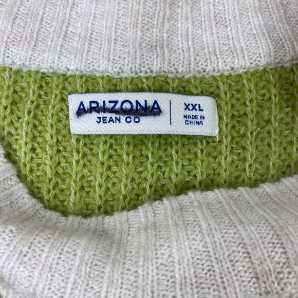 Arizona Jean Co. Womens Green White Striped Knit Long Sleeves Sweater Size XXL - Picture 3 of 4